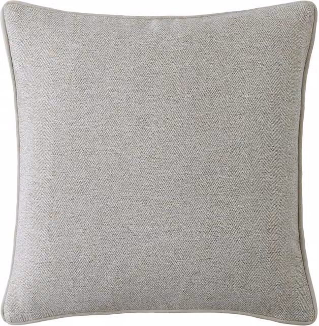 Laura Ashley Milbourne Herringbone Filled Square Cushion in Truffle Natural, W/D/H: 45 x 45 x 45 cm