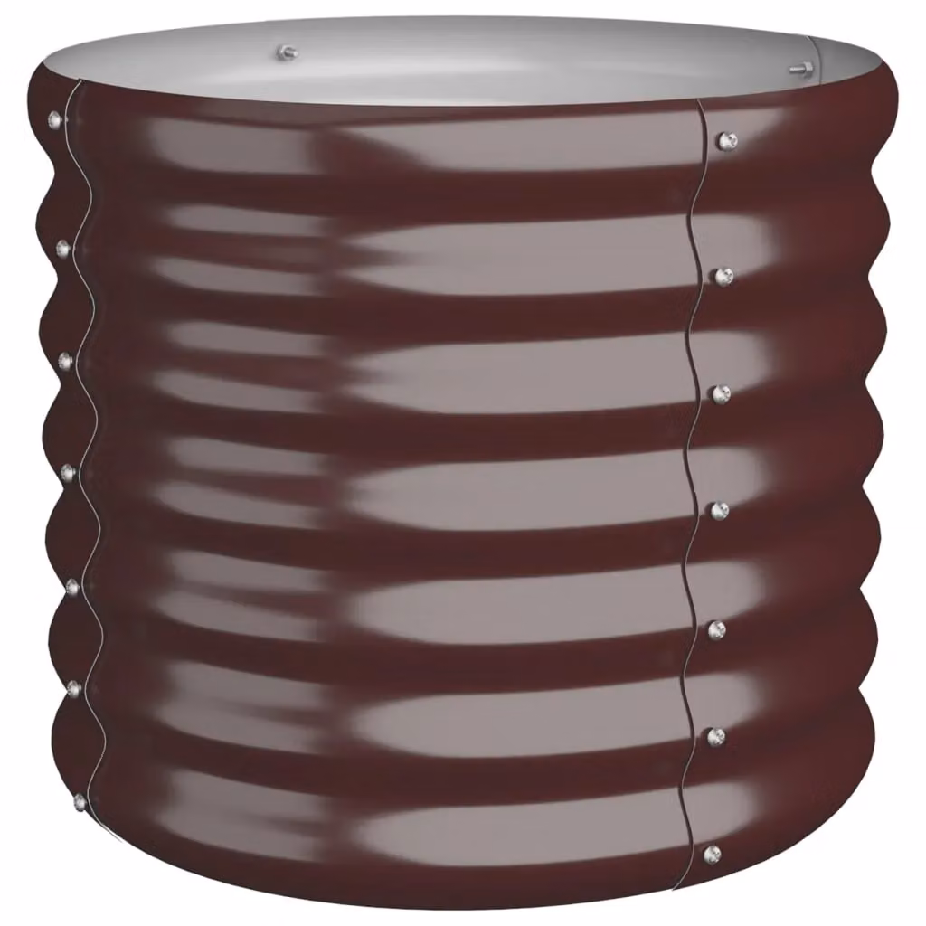 Berkfield Home Powder-coated Steel Garden Planter Tub, Brown, W/D/H: 40 x 40 x 36 cm – 2