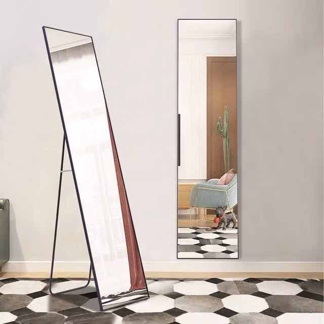 Livingandhome Black Rectangular Full Length Wall Dressing Mirror