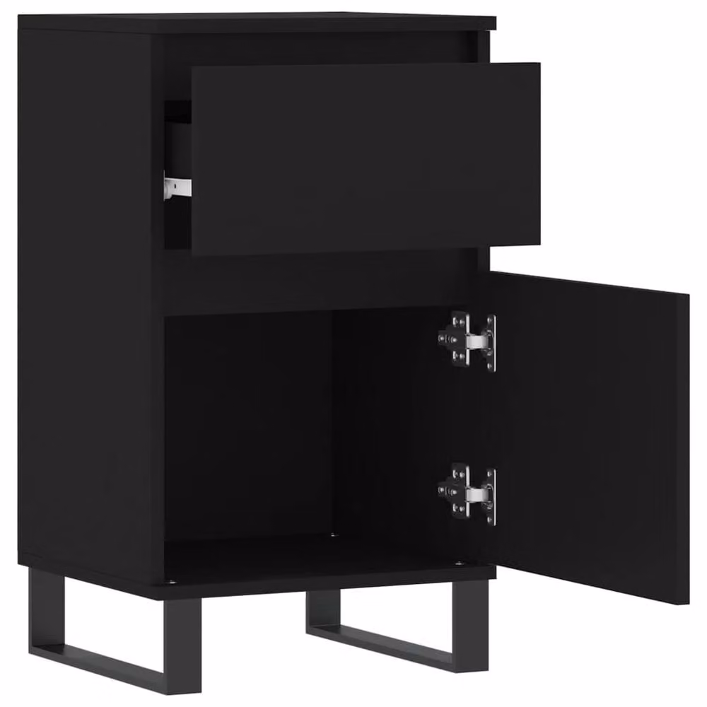 Berkfield Home Set of 2 Modern Black Sideboards in Engineered Wood W/D/H: 40 x 35 x 70 cm – 5