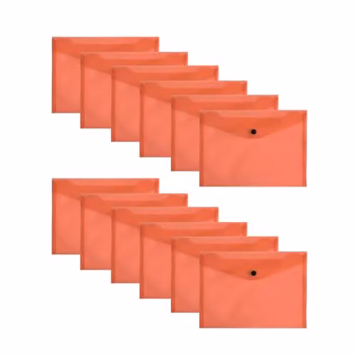Pack of 12 Red Janrax A5 Polypropylene Document Wallets with Press-Stud Fastening