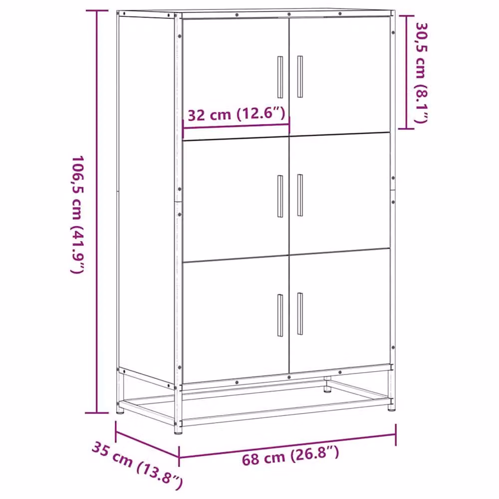 Berkfield Home Highboard in Smoked Oak and Brown, W: 68 cm, D: 35 cm, H: 106.5 cm – 5