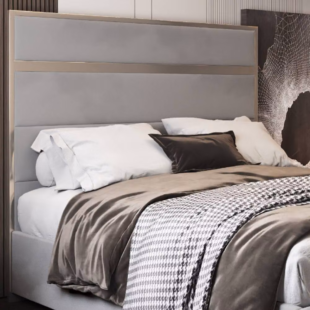 Casani Flookburgh Upholstered Velvet Designer Bed Frame in Grey, W/D/H: 120 x 200 cm – 4