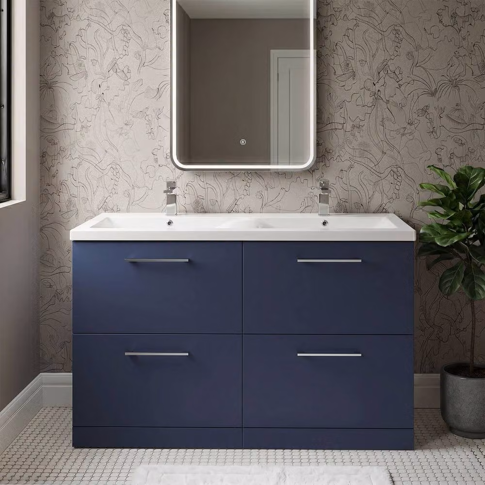 Balterley Level 1200mm Floor Standing 4 Drawer Double Basin Unit in Midnight Blue – 3
