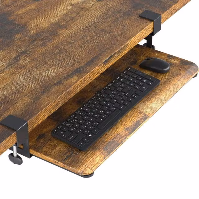 SPETLEK Wood Under Desk Keyboard Tray, Brown, W: 65 cm, D: 30 cm
