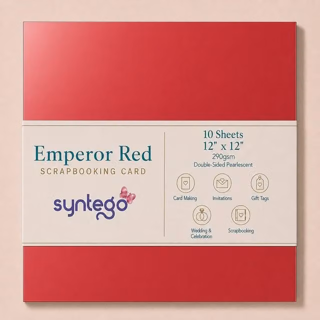 Syntego 10 Sheets of Premium Emperor Red Double Sided Pearlescent Construction Paper, W x H: 30.48 x 30.48 cm