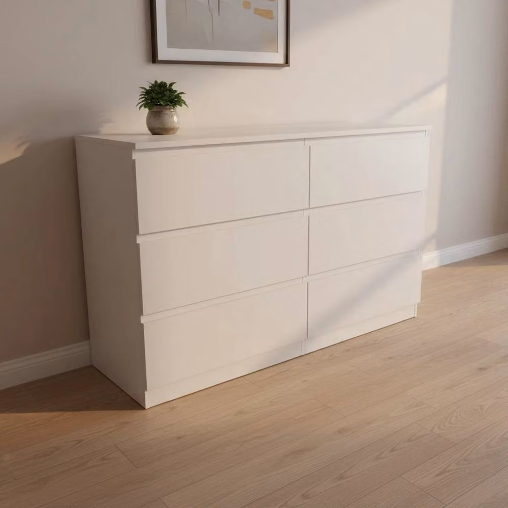 Hinsinc White 6 Drawer Wooden Bedroom Storage Chest – 2