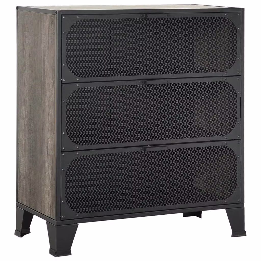 Berkfield Home Industrial Grey Storage Cabinet with Glass Doors, Metal and MDF, W: 72 cm, D: 36 cm, H: 82 cm – 2
