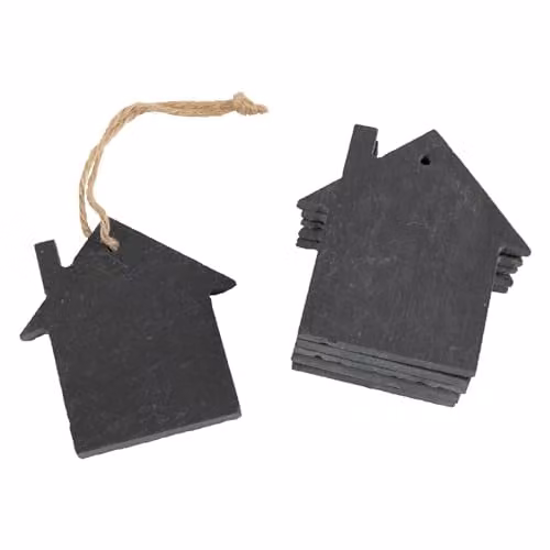Nicola Spring Rustic Slate House Christmas Tree Decorations, Pack of 6, Grey, W/H: 7 x 7.5 cm – 1