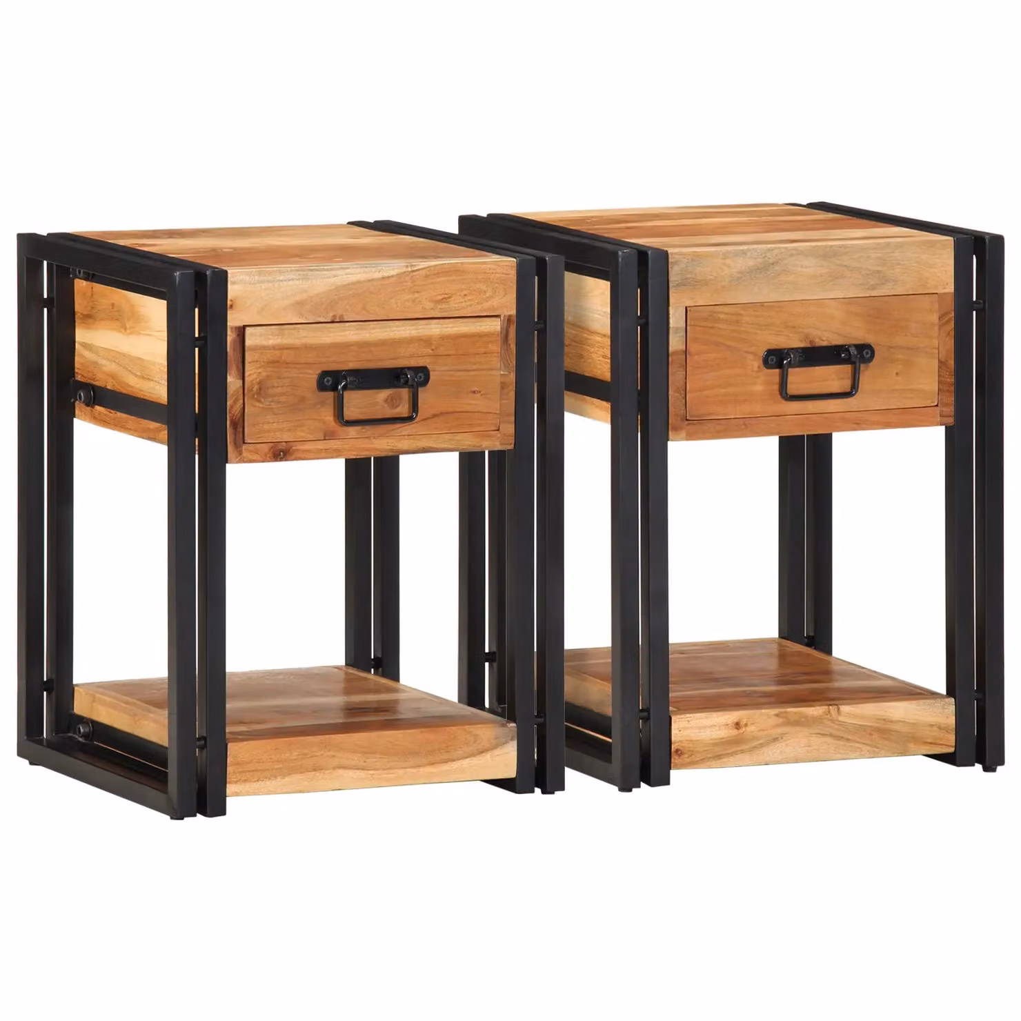 Berkfield Home Set of 2 Modern Solid Acacia Wood Nightstands in Brown, W/D/H: 40 x 35 x 50 cm – 3