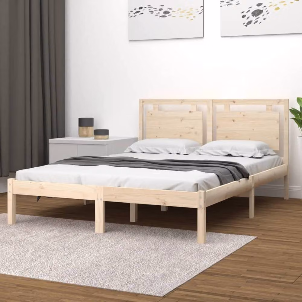 Berkfield Home Solid Pine Wood Bed Frame in Beige, W/D/H: 120 x 200 cm – 2