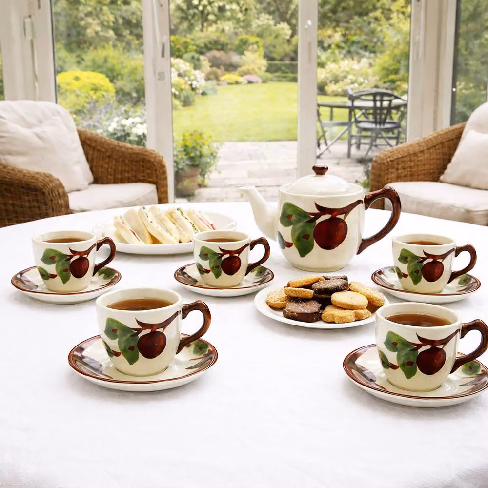 Franciscan Apple Floral Porcelain Coffee Cup and Saucer Set, Multicolour, 6 Pack – 2
