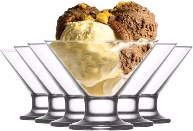 Havendro Set of 6 Crema Glass Ice Cream Dessert Bowls in Transparent