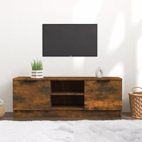 vidaXL Scandinavian TV Cabinet in Smoked Oak, W/D/H: 102 x 36.5 x 36.5 cm – 2
