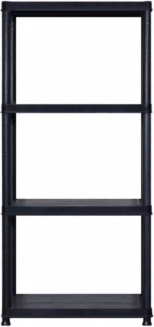 Berkfield 4-Tier Black Plastic Home Storage Shelf, H: 130 cm, W: 130 cm, D: 30.5 cm – 1