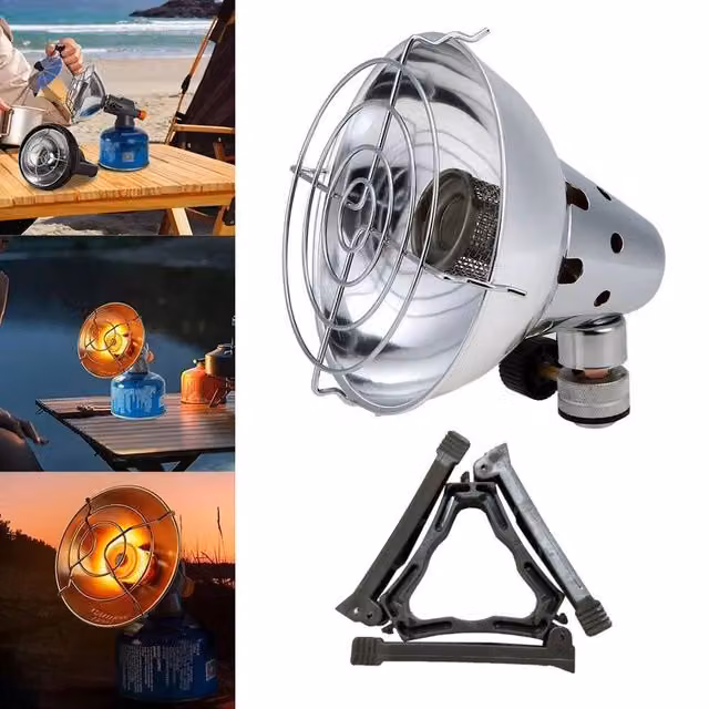VOGREX Portable Outdoor Camping Heating Stove with Stand in Silver