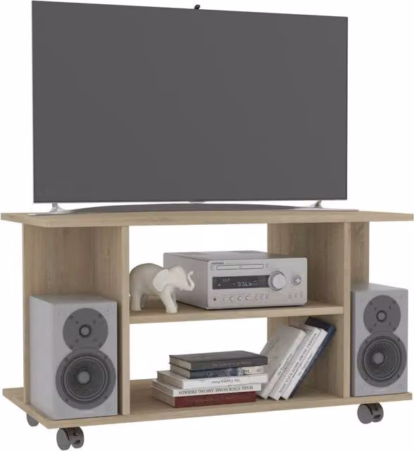 Berkfield Home Sonoma Oak TV Cabinet in Brown with Castors, W/D/H: 80 x 40 x 45 cm – 1