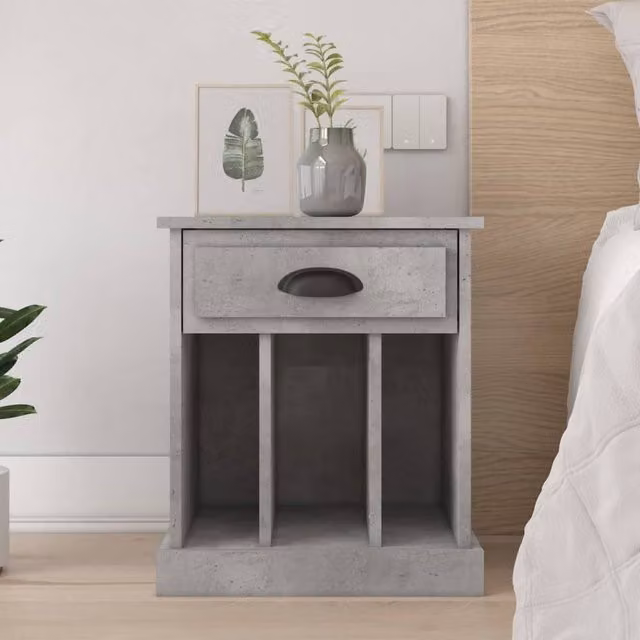 Berkfield Home Bedside Cabinet in Concrete Grey, W/D/H: 43 x 36 x 50 cm – 1