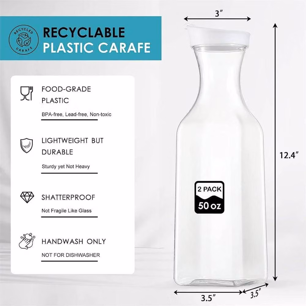 Nordara Set of 2 Plastic Carafes with Lids, 1.5 l each, Clear – 2