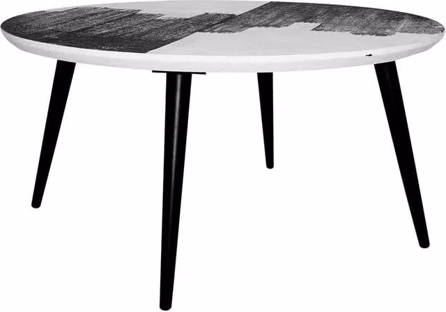 Signature Abstract Round Coffee Table in Black and White, H 38 cm, W 80 cm, D 80 cm – 1