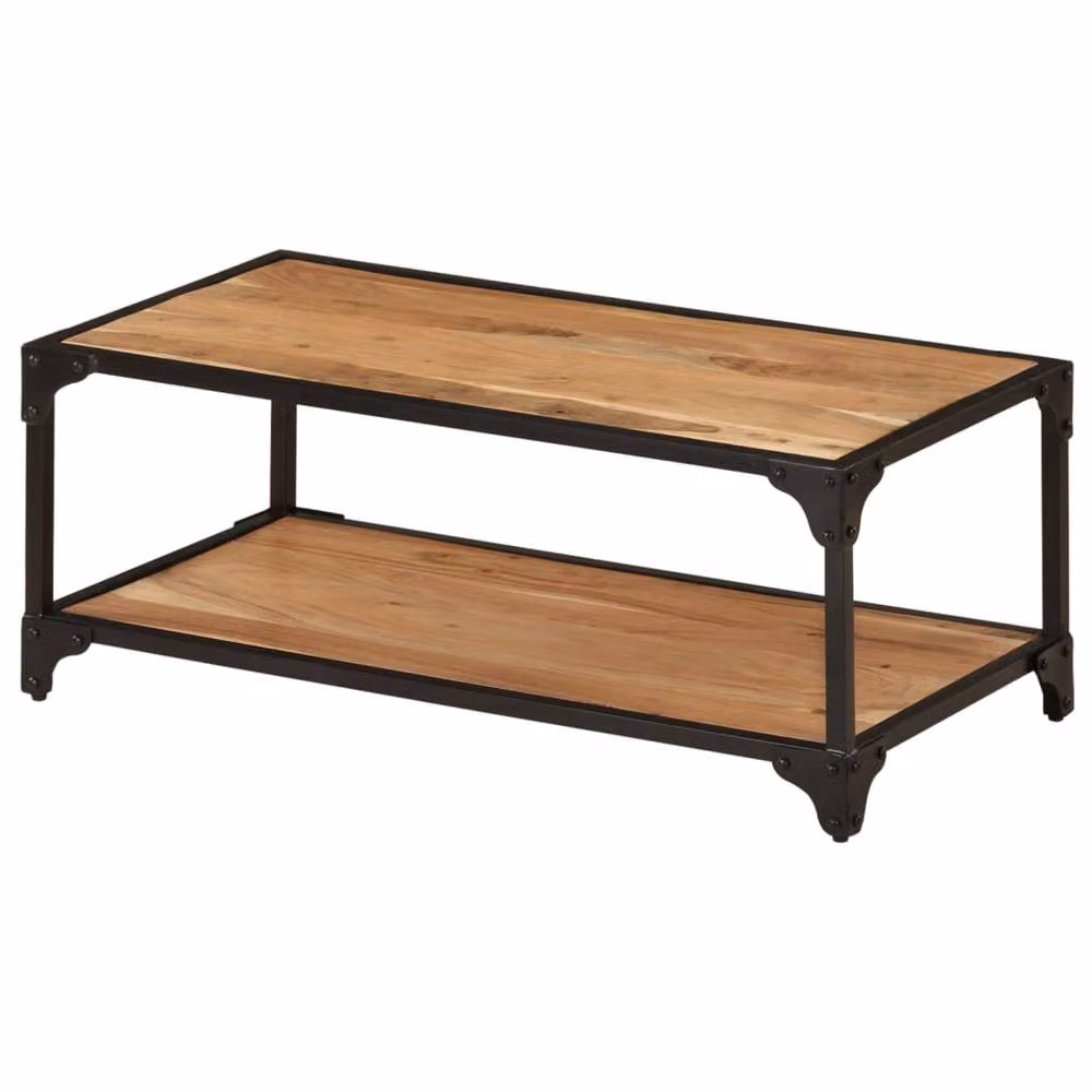 Berkfield Home Beautiful Coffee Table in Brown Solid Acacia Wood, W/D/H: 90 x 45 x 35 cm – 2