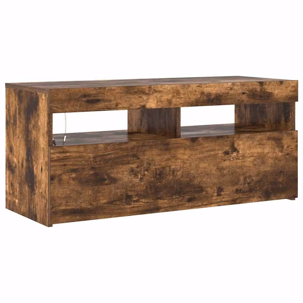 Berkfield Home Modern TV Cabinet with LED Lights in Smoked Oak Brown, W/D/H: 90 x 35 x 40 cm – 6