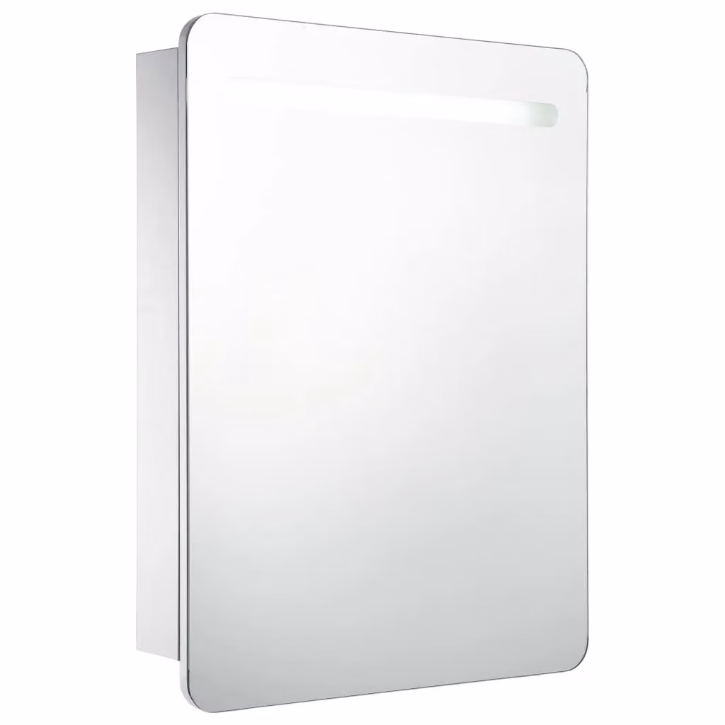 Berkfield Home LED Bathroom Mirror Cabinet in White, W/D/H: 60 x 11 x 80 cm – 2