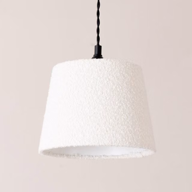 ValueLights Rory Boucle Tapered Easy Fit Ceiling Lamp Shade in Beige, Yellow or White