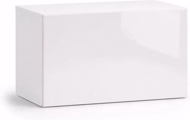 PAWNORA White Glossy Wall Mounted Floating TV Unit with 1 Cabinet, Width: 60 cm