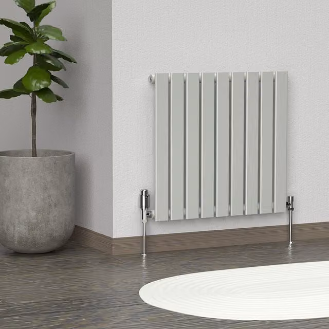 Lux Heat Flat Horizontal Single Coloured Radiator in Dove Grey, W: 60.0 cm, H: 63.0 cm