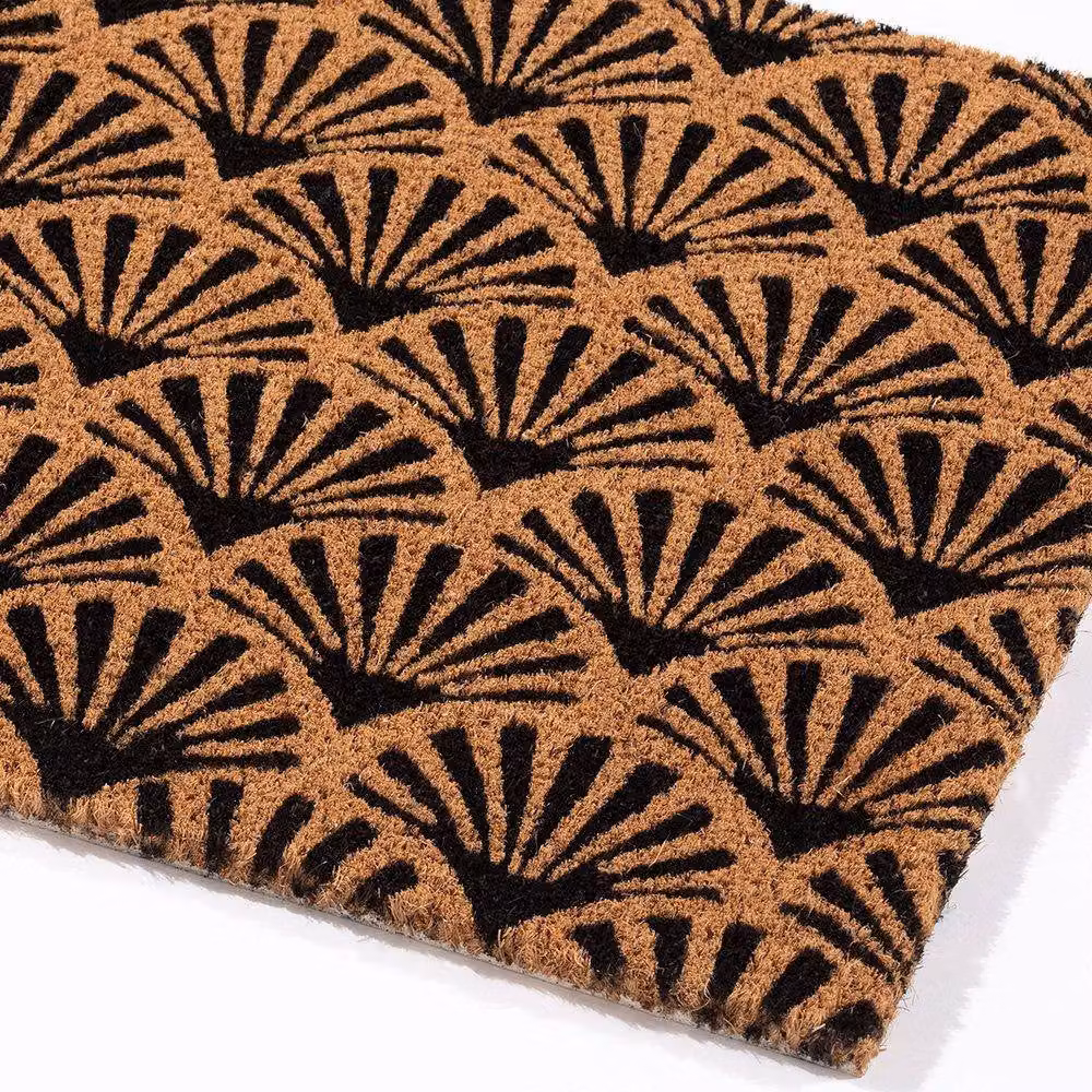 Esselle Astley Art Deco Scallop Doormat, Forest Green and Black, W/D/H: 75 x 45 cm – 2