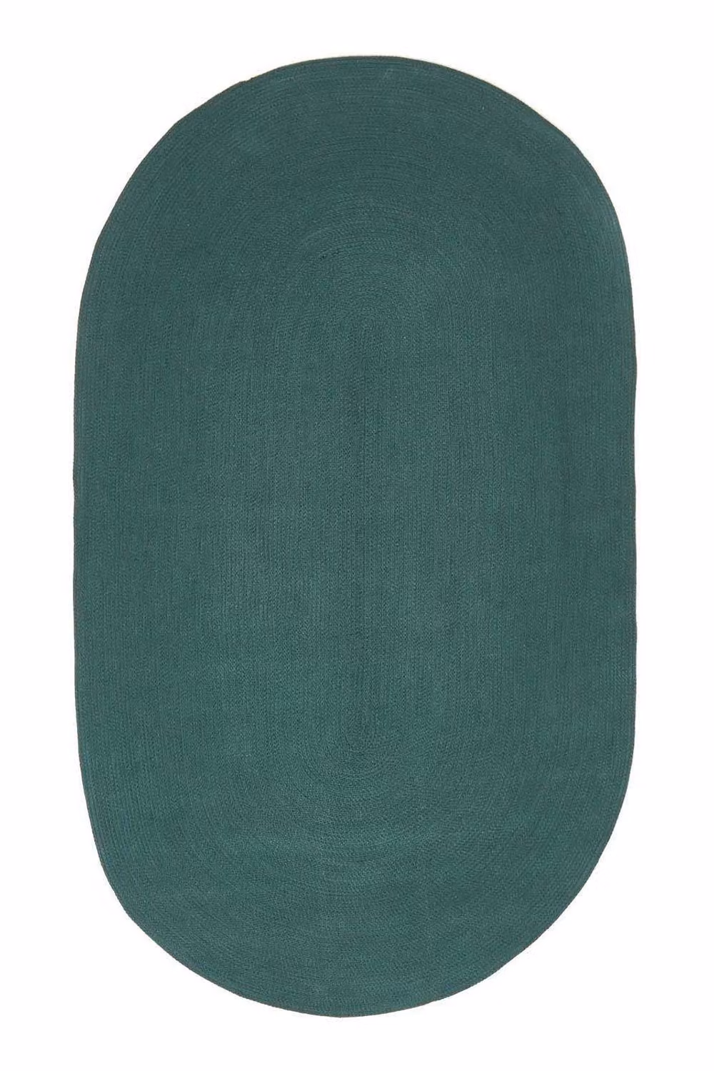 Homescapes Handmade Woven Braided Oval Cotton Rug in Green, W: 110 cm, L: 170 cm – 2