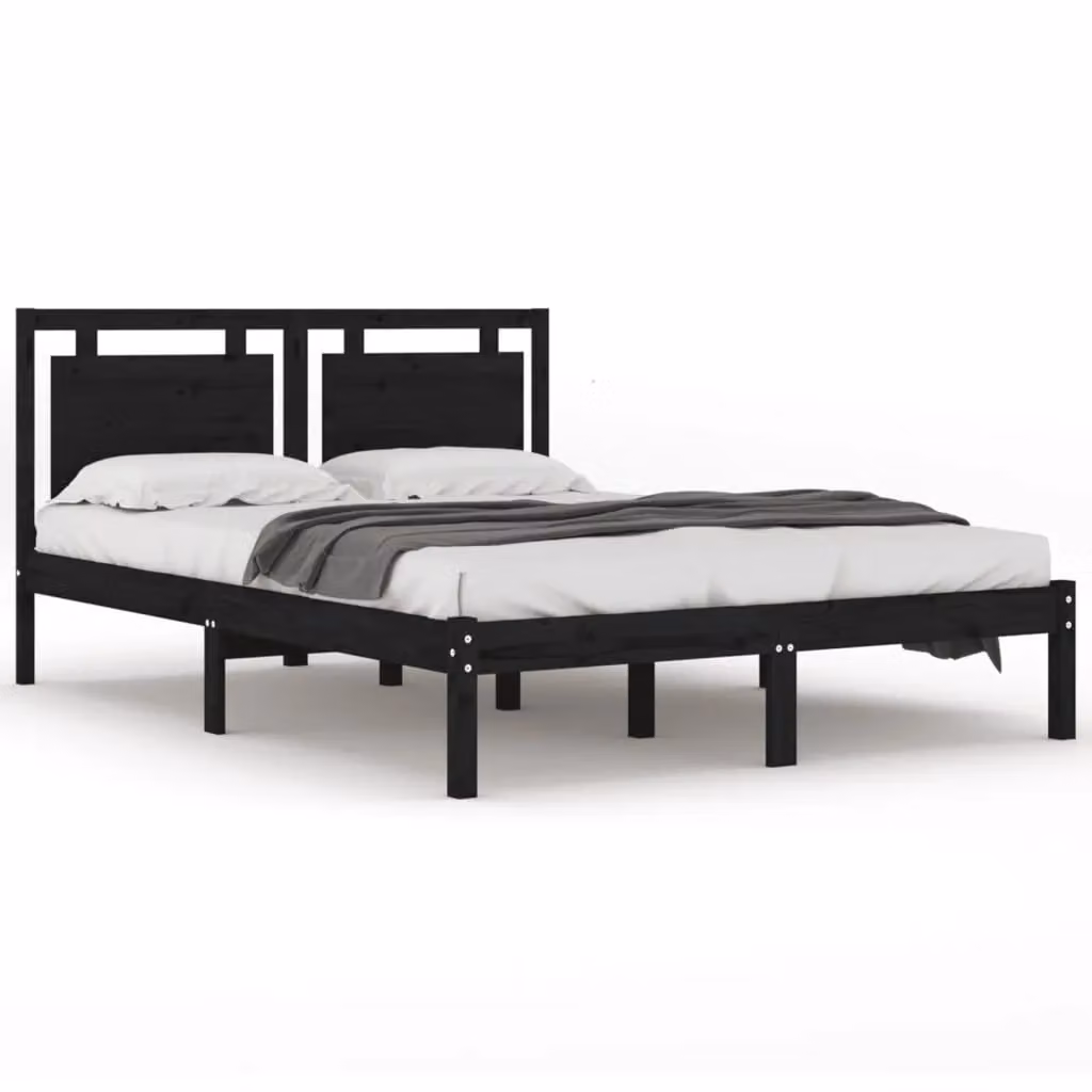 Berkfield Home Black Solid Pine Wood Bed Frame – 2