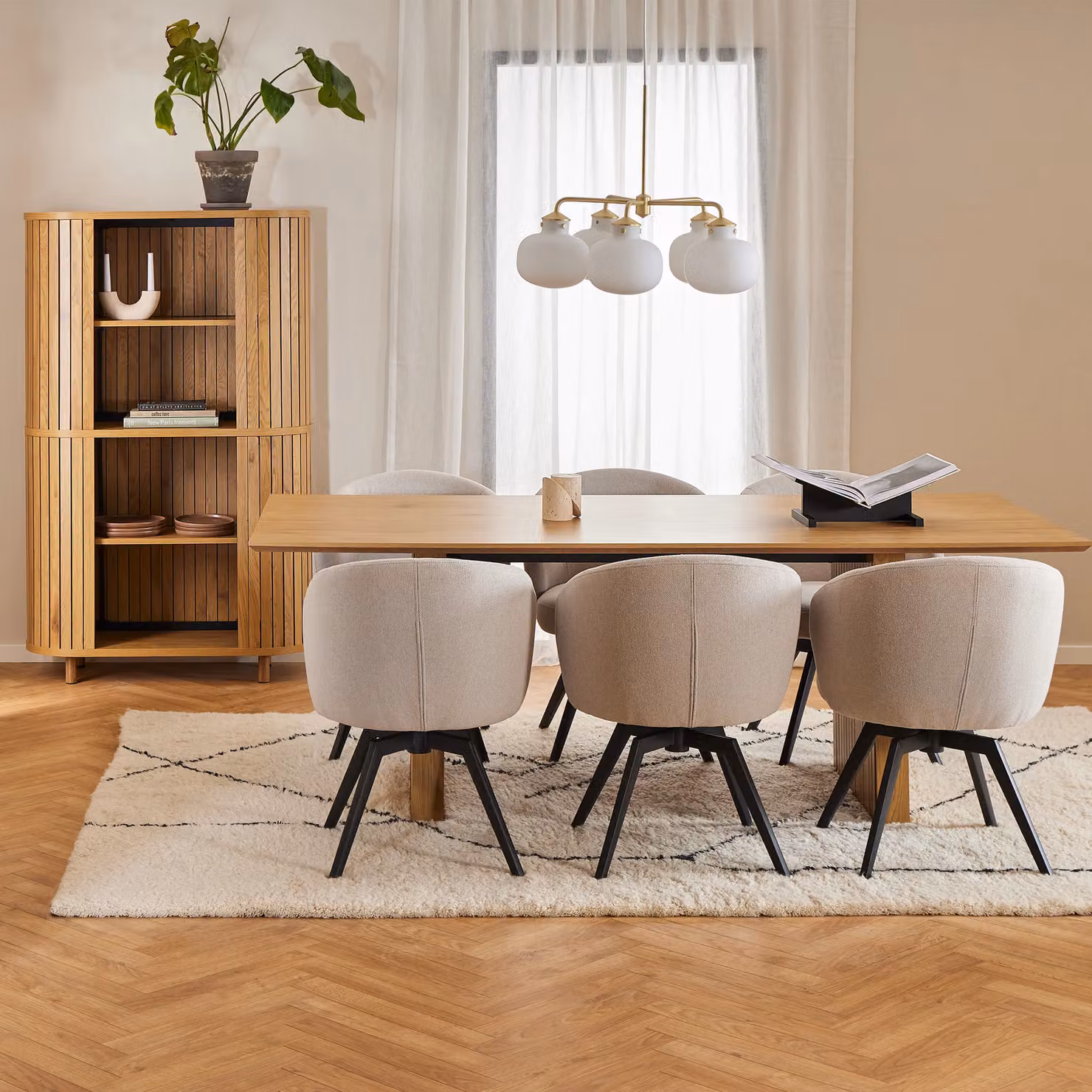 Furniture To Go Darlene Beige Fabric Dining Chair with Armrests and Swivel Function – 4