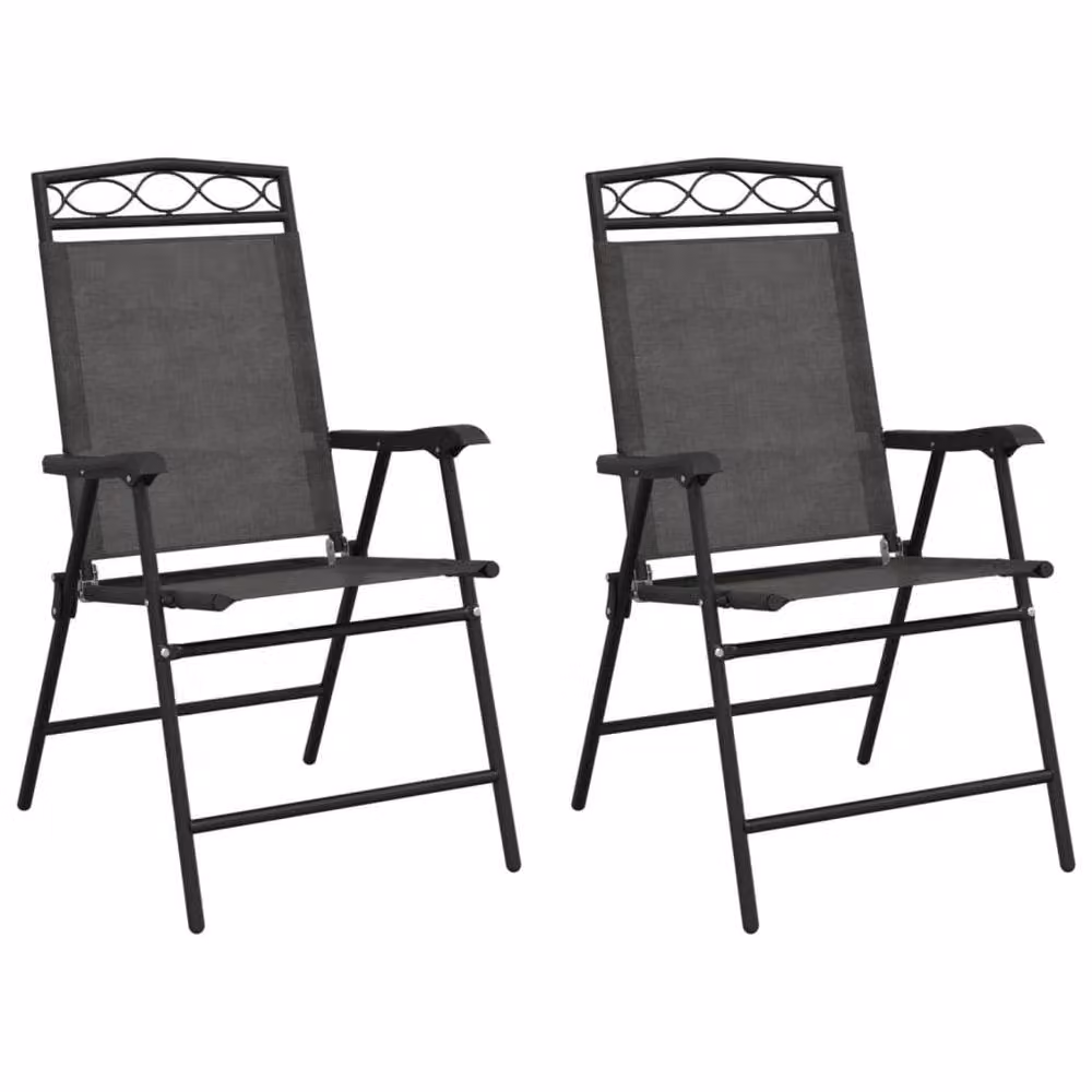 Berkfield Home Beautiful Folding Garden Chairs, 2 Pack, Melange Grey Steel and Textilene – 3