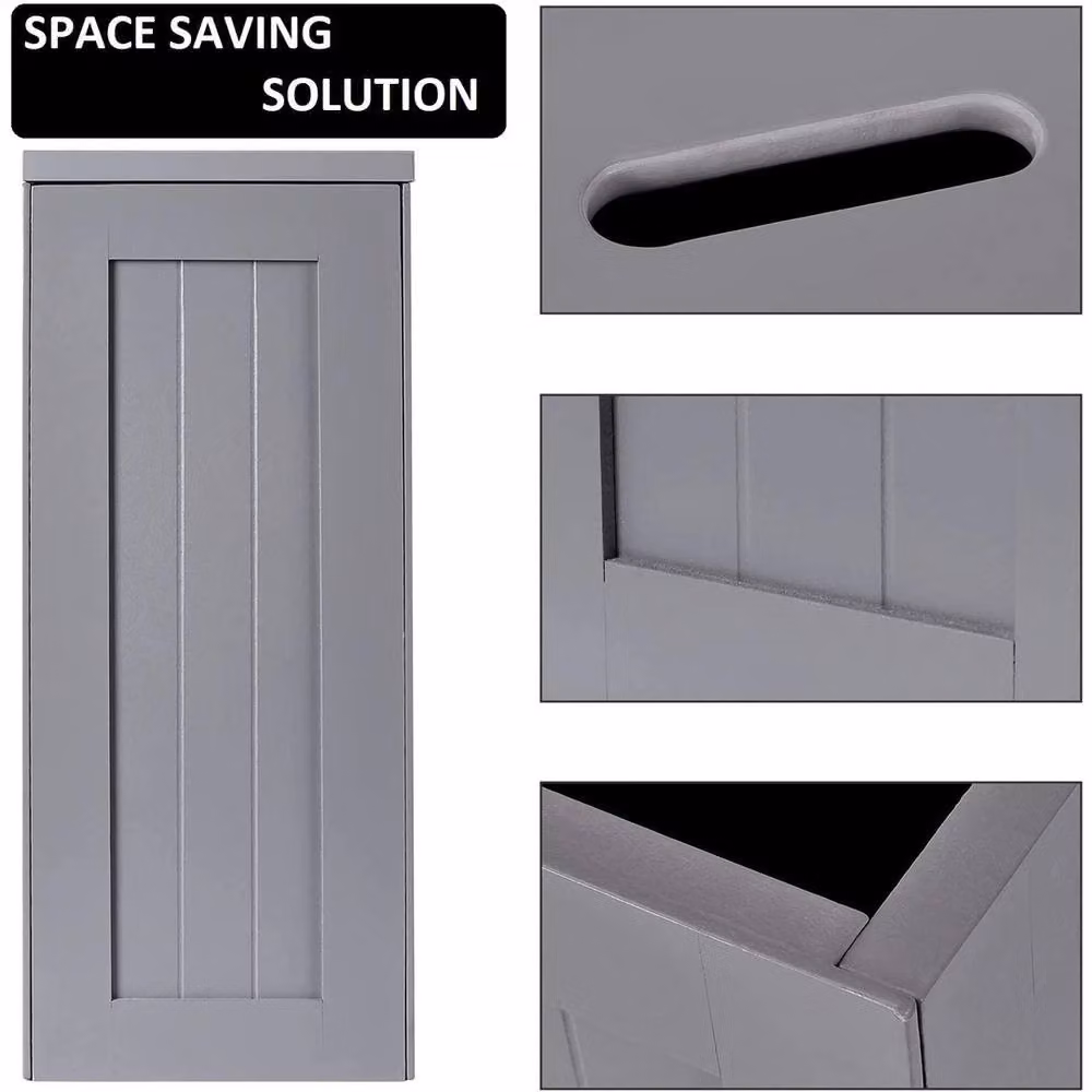VOGREX Grey Wood Bathroom Storage Box for Toilet Cleaning Supplies – 3