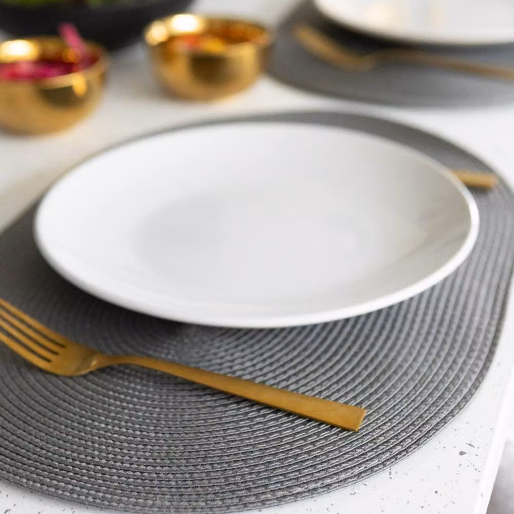 D-C-Fix Wipe Clean Woven Oval Placemats in Steel Grey, 4 Pack – 3