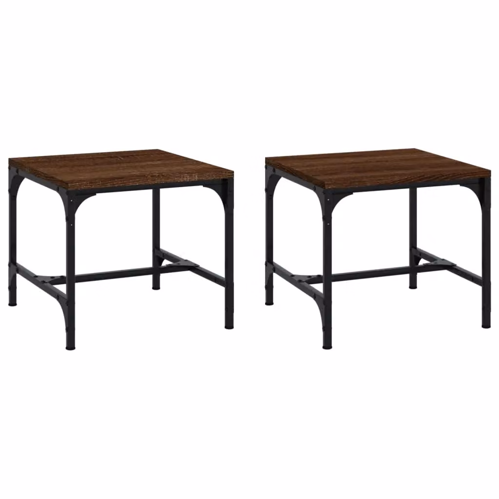 Berkfield Home Set of 2 Brown Oak Side Tables, W/D/H: 40 x 40 x 35 cm – 2