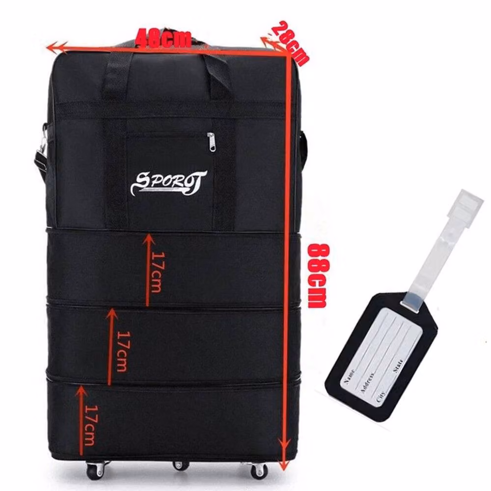 FLAVORA Extra Large Travel Luggage Wheeled Trolley, Black, W: 100 cm, D: 15 cm, H: 15 cm – 2