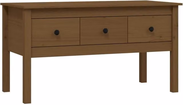 Berkfield Home Rustic Solid Wood Pine Coffee Table in Honey Brown, W/D/H: 102 x 49 x 55 cm