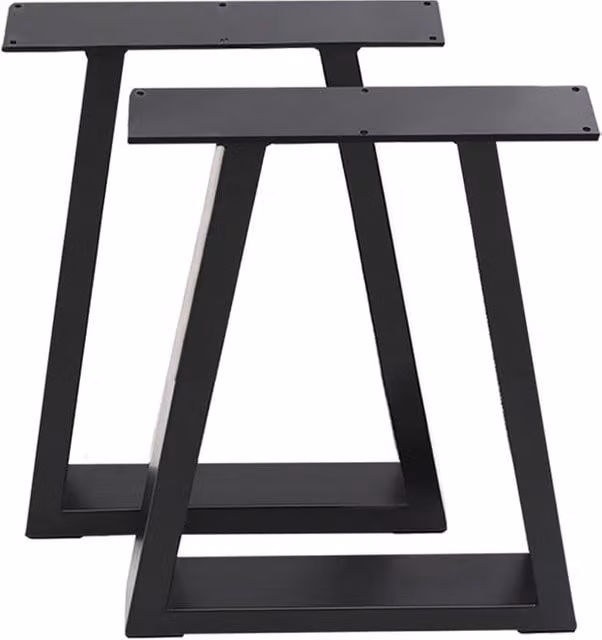 Living and Home Set of 2 Heavy Duty Industrial Steel Table Legs in Matt Black