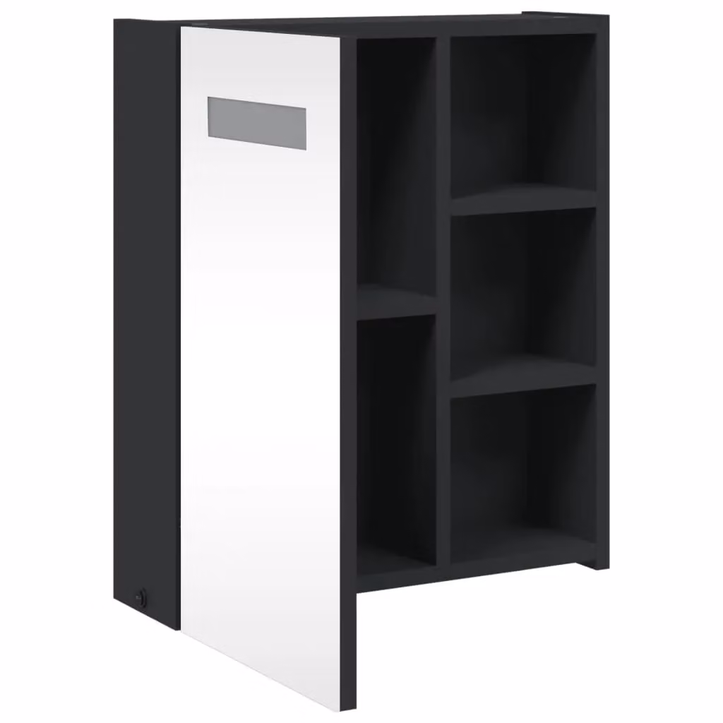 Berkfield Home Black Bathroom Mirror Cabinet with LED Light, W/D/H: 45 x 13 x 52 cm – 3