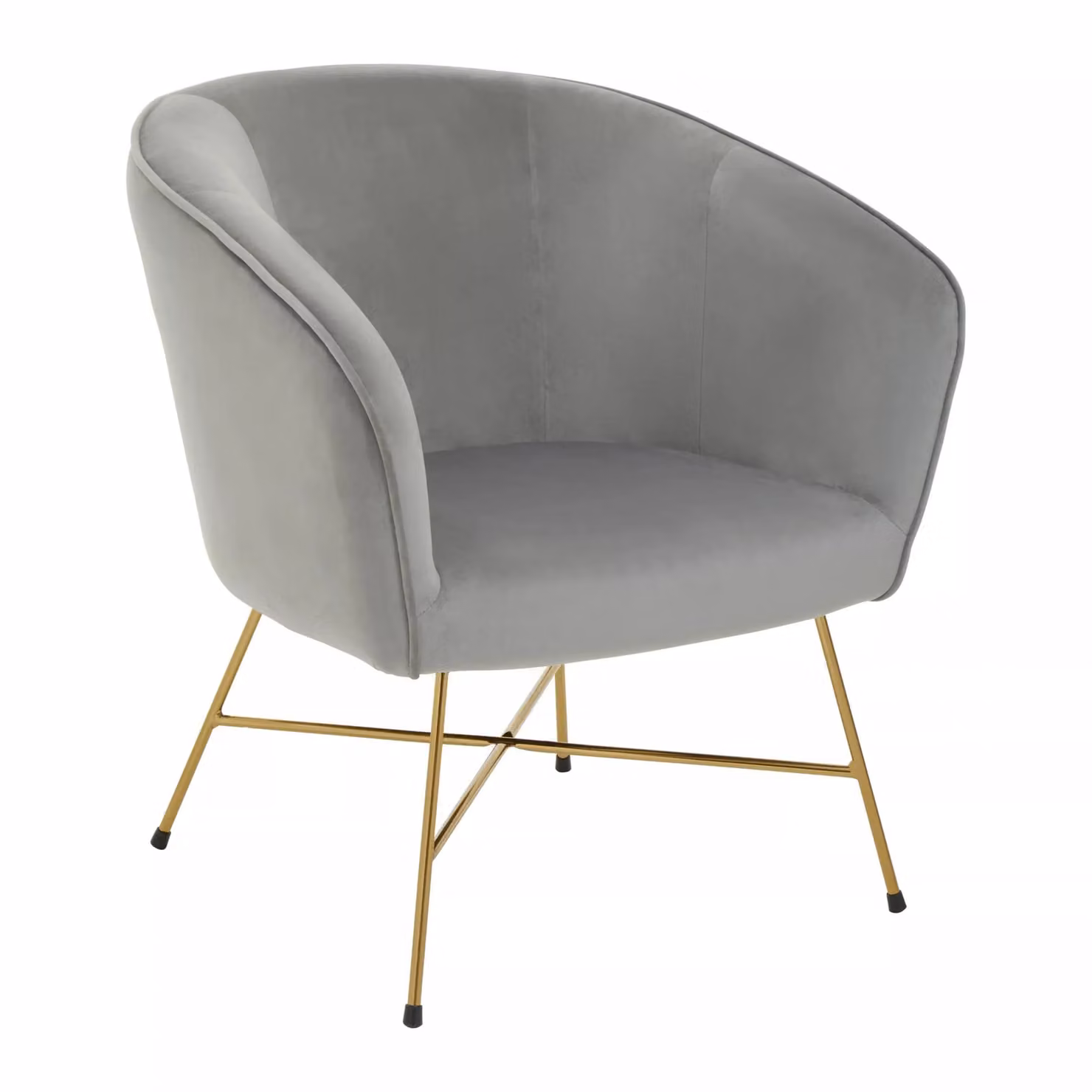 Orsina Stockholm Grey Velvet Modern Accent Chair with Metal Legs – 2