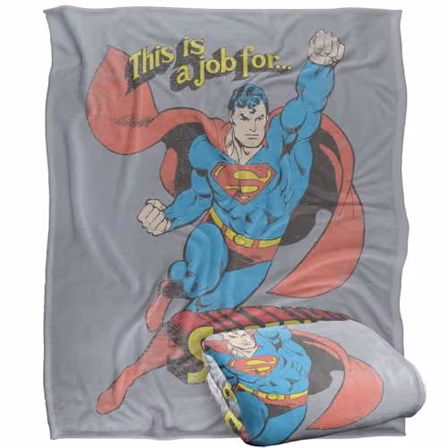 LOGOVISION Superman DC On The Job Super Soft Silky Touch Fleece Throw Blanket, Multicolour, W: 127 cm x D: 152 cm