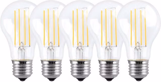 Harper Living 8W A60 E27 LED Bulb, Clear Cool White, Dimmable, Pack of 5