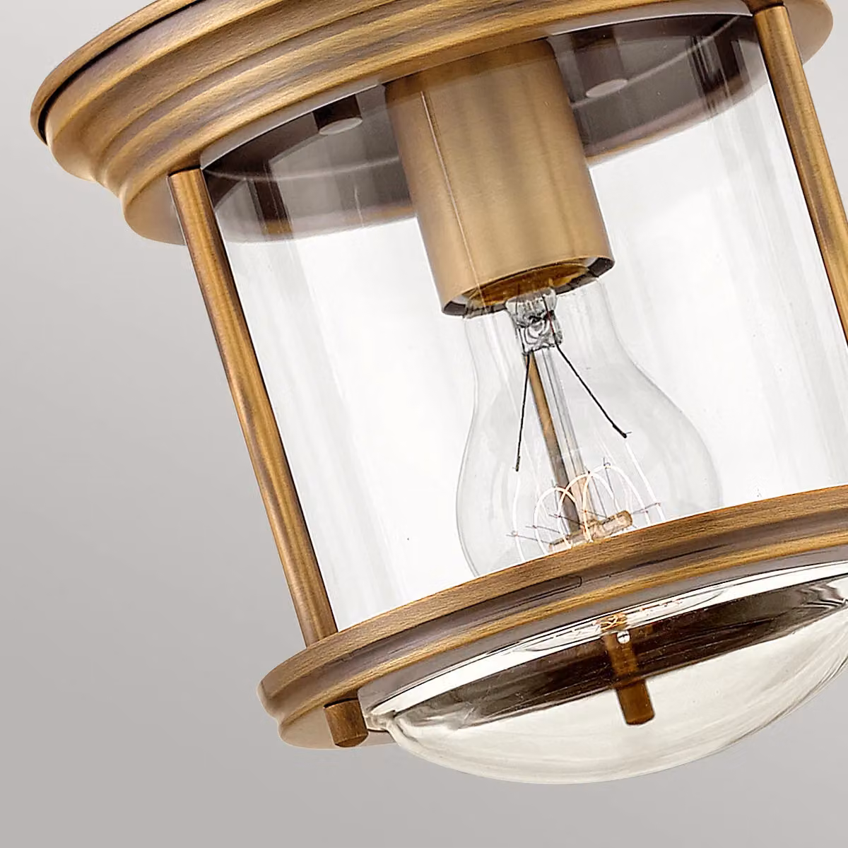 Hinkley Hadrian 1 Light Flush Mount Ceiling Light in Brushed Bronze and Brown with Glass, IP44 Rated – 2