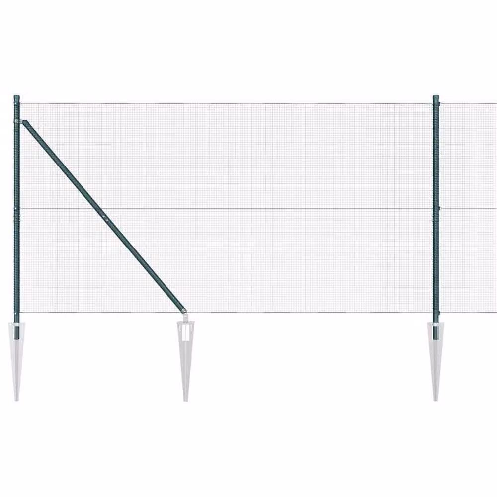 Berkfield Home Green Welded Steel Wire Fence with 7 Spike Posts, W: 120 cm, L: 10 m – 2