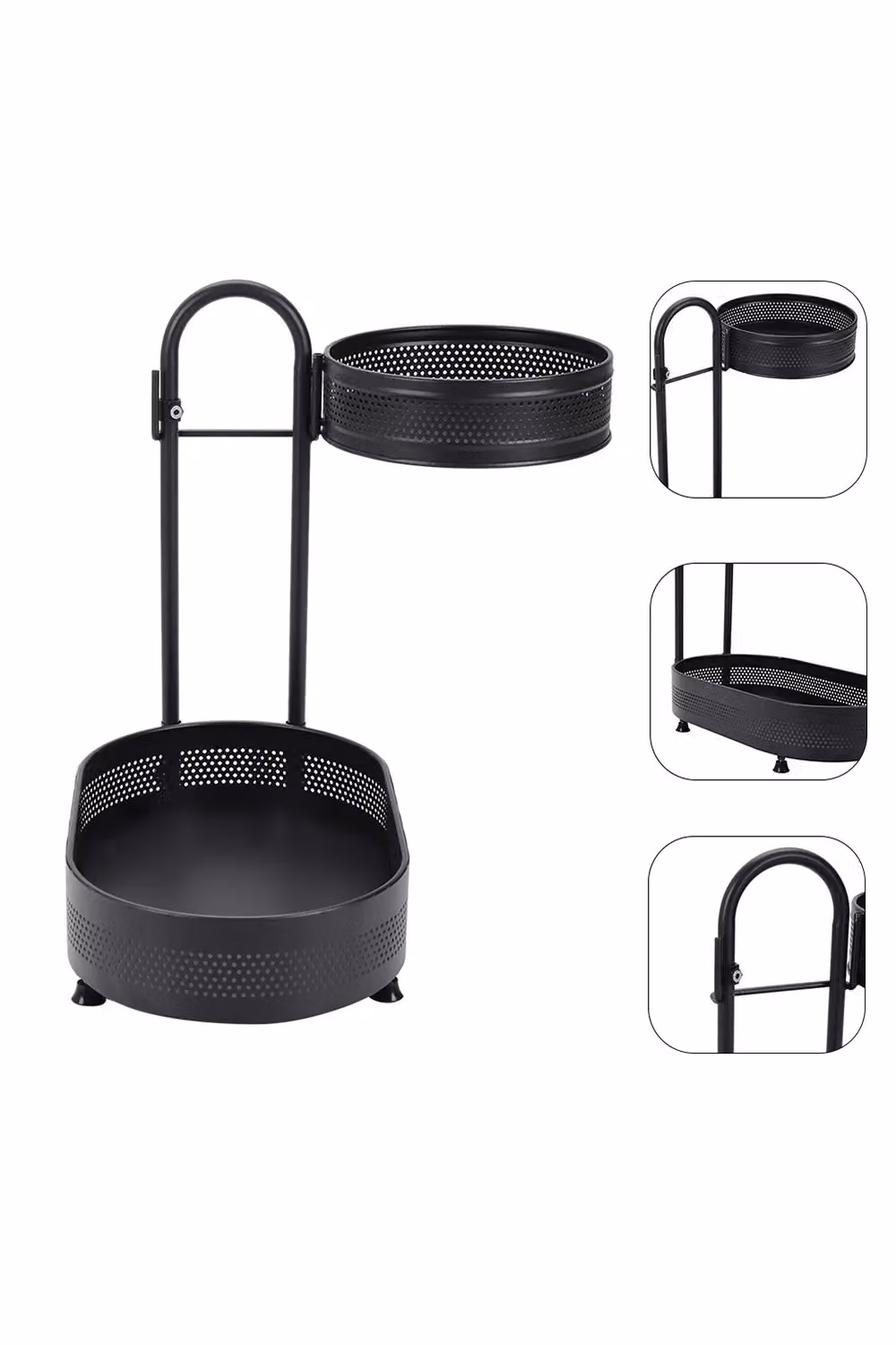 Livingandhome 2-tier Rotating Metal Spice Rack and Desktop Storage Shelf in Black – 4