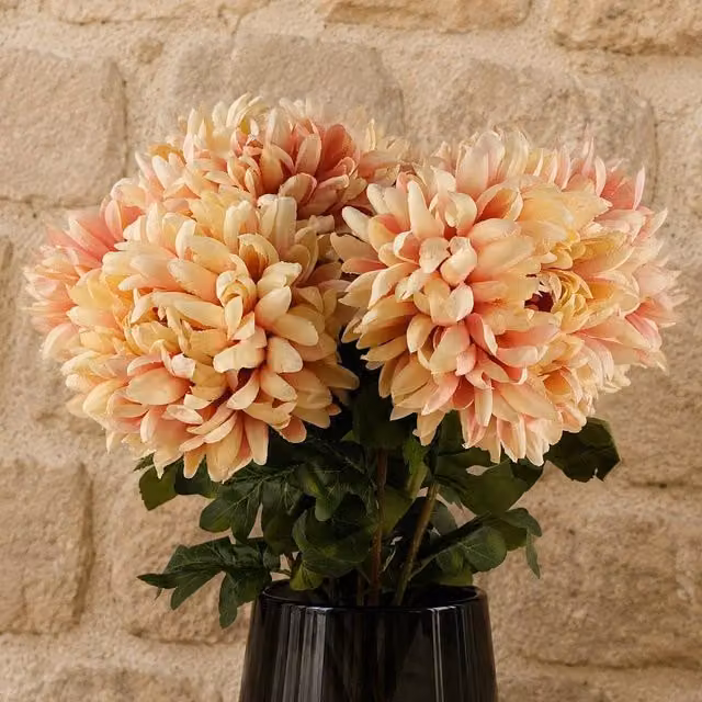Leaf Pack of 6 Pink Artificial Extra Reflex Chrysanthemums, Height: 75 cm – 1