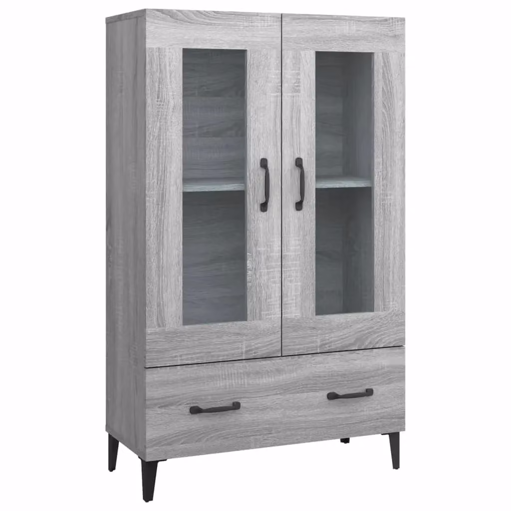 Berkfield Home Grey Sonoma Highboard in MDF with Glass Doors, W/D/H: 70 x 31 x 115 cm – 2